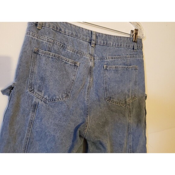 Shein Size LG Light Wash Cotton Blend Cargo Blue Jeans Multiple Pockets - Picture 9 of 11